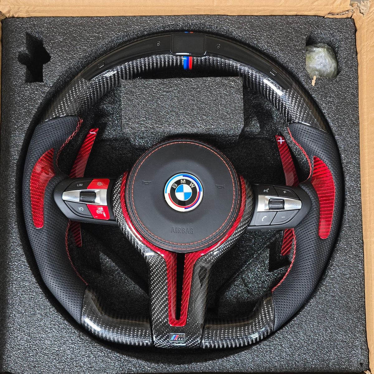 Red BMW LED Carbon Fibre Steering Wheel (F Series) F10 F20 F22 F30 F32 F87 F80 F82