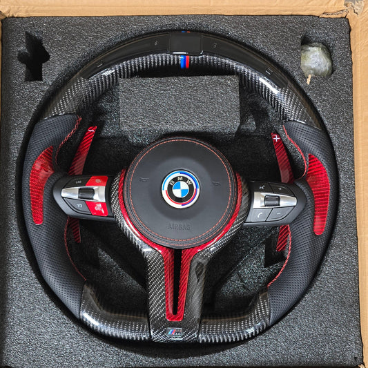 Red BMW LED Carbon Fibre Steering Wheel (F Series) F10 F20 F22 F30 F32 F87 F80 F82