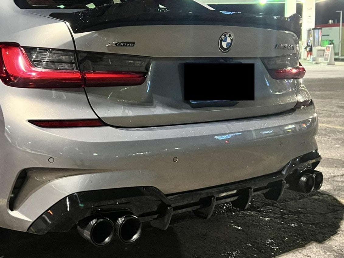 BMW G20 G21 G28 G22 G23 G26 G42 BLACK CARBON FIBRE QUAD EXHAUST TIPS