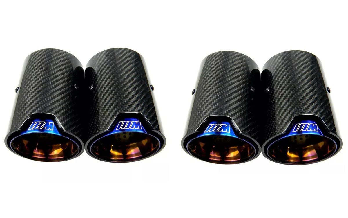 4 x BMW M2/M3/M4/M5/M6 Burnt Blue Carbon Fibre Exhaust Tips